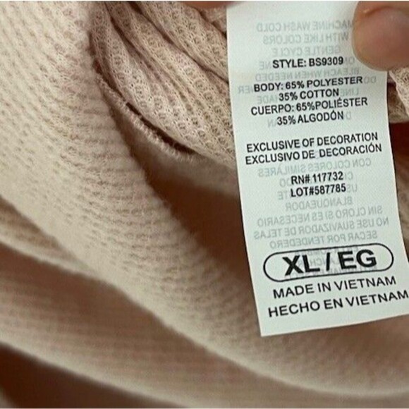 Soybu Light Pink Mock Neck Waffle Long Sleeve Top Coquette Dollete Feminine - Picture 5 of 5